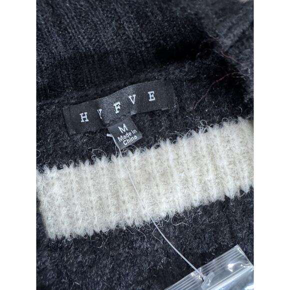 NWT Women's Medium Black White Stripe Sweater Cardigan Preppy Varsity Classic - Picture 3 of 5